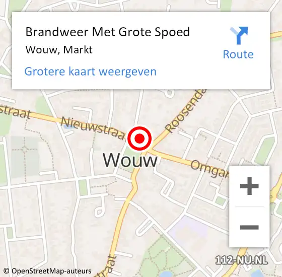 Locatie op kaart van de 112 melding: Brandweer Met Grote Spoed Naar Wouw, Markt op 11 december 2013 10:26