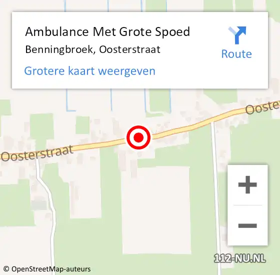 Locatie op kaart van de 112 melding: Ambulance Met Grote Spoed Naar Benningbroek, Oosterstraat op 7 april 2016 23:27