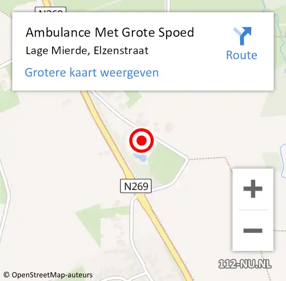 Locatie op kaart van de 112 melding: Ambulance Met Grote Spoed Naar Lage Mierde, Elzenstraat op 8 april 2016 00:28