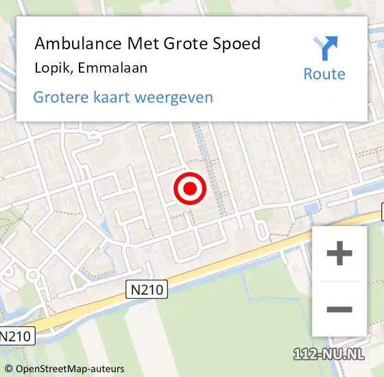 Locatie op kaart van de 112 melding: Ambulance Met Grote Spoed Naar Lopik, Emmalaan op 8 april 2016 02:33