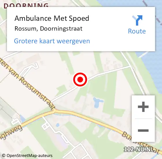 Locatie op kaart van de 112 melding: Ambulance Met Spoed Naar Rossum, Doorningstraat op 8 april 2016 05:19