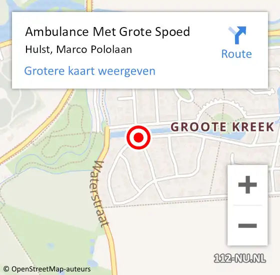 Locatie op kaart van de 112 melding: Ambulance Met Grote Spoed Naar Hulst, Marco Pololaan op 8 april 2016 05:33