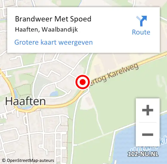 Locatie op kaart van de 112 melding: Brandweer Met Spoed Naar Haaften, Waalbandijk op 8 april 2016 06:06