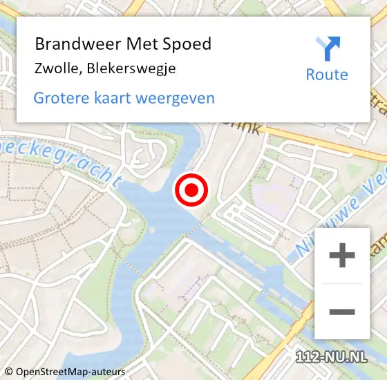 Locatie op kaart van de 112 melding: Brandweer Met Spoed Naar Zwolle, Blekerswegje op 8 april 2016 07:39