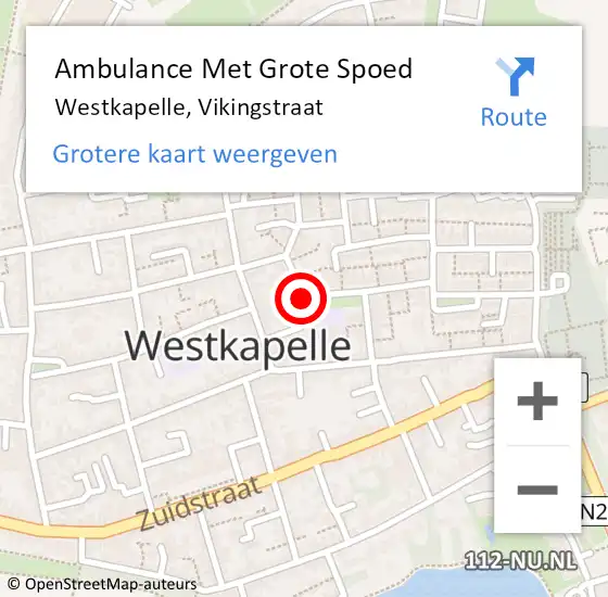 Locatie op kaart van de 112 melding: Ambulance Met Grote Spoed Naar Westkapelle, Vikingstraat op 8 april 2016 08:06