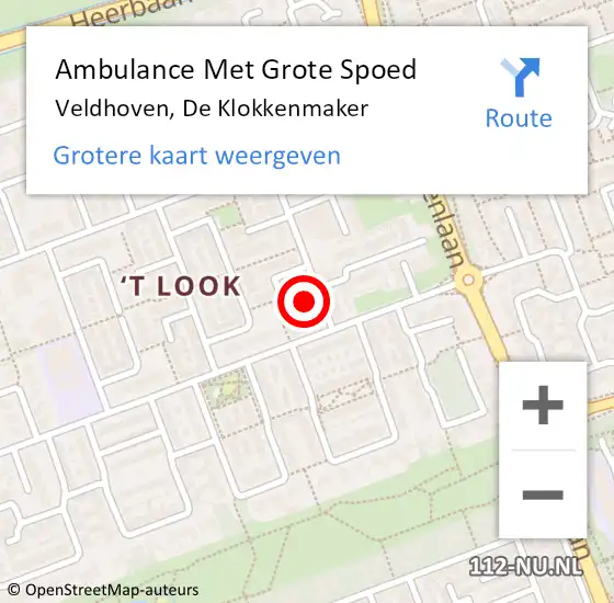 Locatie op kaart van de 112 melding: Ambulance Met Grote Spoed Naar Veldhoven, De Klokkenmaker op 8 april 2016 08:11