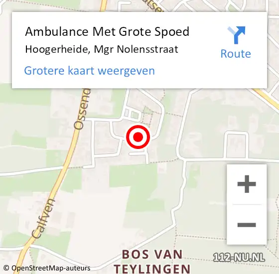 Locatie op kaart van de 112 melding: Ambulance Met Grote Spoed Naar Hoogerheide, Mgr Nolensstraat op 8 april 2016 08:42