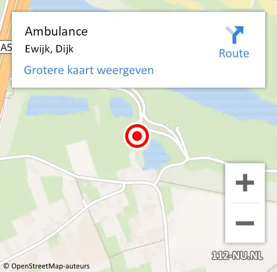 Locatie op kaart van de 112 melding: Ambulance Ewijk, Dijk op 8 april 2016 08:54