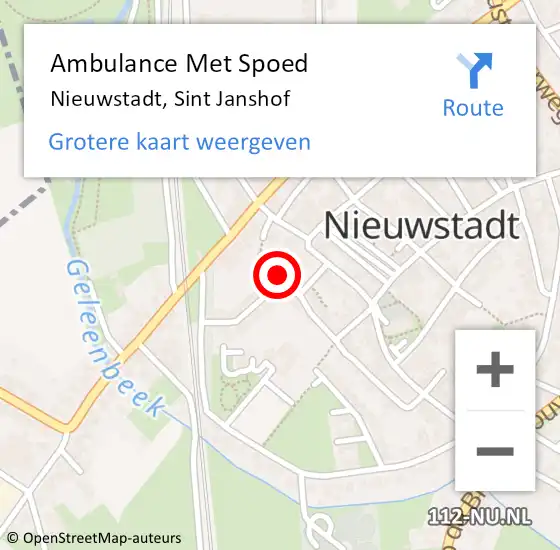 Locatie op kaart van de 112 melding: Ambulance Met Spoed Naar Nieuwstadt, Sint Janshof op 8 april 2016 08:58