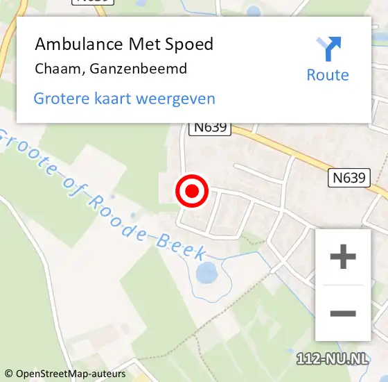 Locatie op kaart van de 112 melding: Ambulance Met Spoed Naar Chaam, Ganzenbeemd op 8 april 2016 11:51