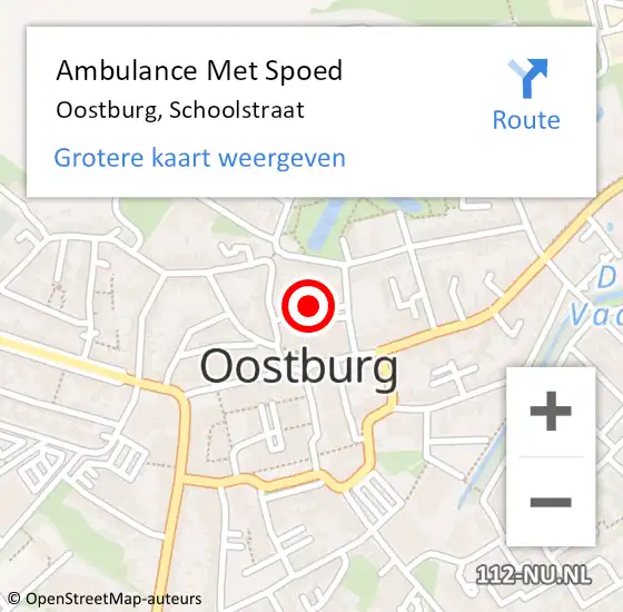 Locatie op kaart van de 112 melding: Ambulance Met Spoed Naar Oostburg, Schoolstraat op 8 april 2016 12:58