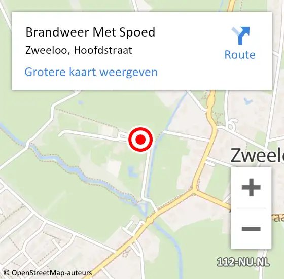 Locatie op kaart van de 112 melding: Brandweer Met Spoed Naar Zweeloo, Hoofdstraat op 6 september 2013 14:16