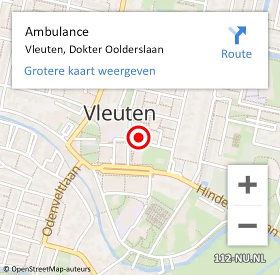 Locatie op kaart van de 112 melding: Ambulance Vleuten, Dokter Oolderslaan op 11 december 2013 11:27