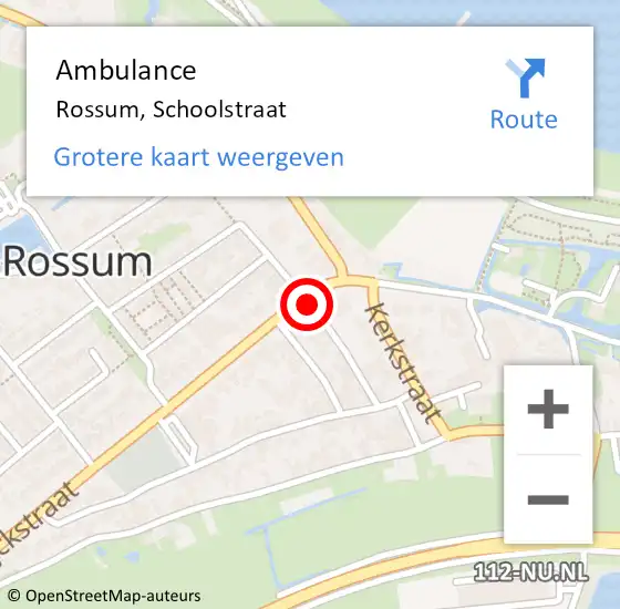 Locatie op kaart van de 112 melding: Ambulance Rossum, Schoolstraat op 11 december 2013 11:30