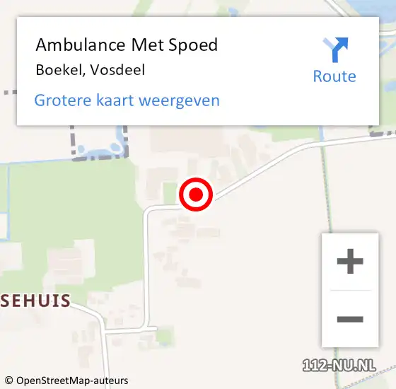 Locatie op kaart van de 112 melding: Ambulance Met Spoed Naar Boekel, Vosdeel op 8 april 2016 16:27