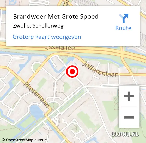 Locatie op kaart van de 112 melding: Brandweer Met Grote Spoed Naar Zwolle, Schellerweg op 8 april 2016 16:36