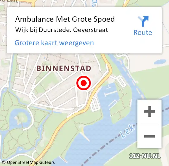 Locatie op kaart van de 112 melding: Ambulance Met Grote Spoed Naar Wijk bij Duurstede, Oeverstraat op 8 april 2016 16:37