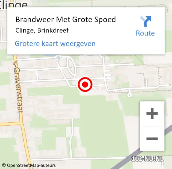 Locatie op kaart van de 112 melding: Brandweer Met Grote Spoed Naar Clinge, Brinkdreef op 8 april 2016 16:47