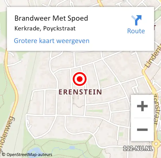 Locatie op kaart van de 112 melding: Brandweer Met Spoed Naar Kerkrade, Poyckstraat op 8 april 2016 17:02