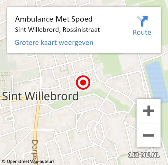 Locatie op kaart van de 112 melding: Ambulance Met Spoed Naar Sint Willebrord, Rossinistraat op 8 april 2016 19:08