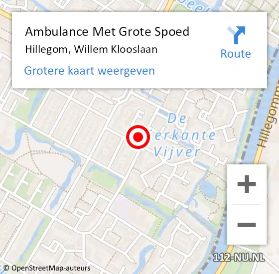 Locatie op kaart van de 112 melding: Ambulance Met Grote Spoed Naar Hillegom, Willem Klooslaan op 8 april 2016 19:39