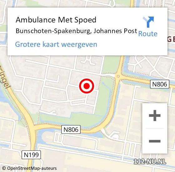 Locatie op kaart van de 112 melding: Ambulance Met Spoed Naar Bunschoten-Spakenburg, Johannes Post op 8 april 2016 20:36