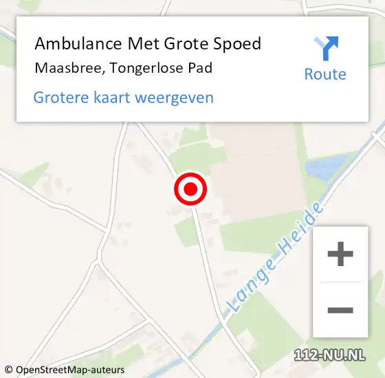 Locatie op kaart van de 112 melding: Ambulance Met Grote Spoed Naar Maasbree, Tongerlose Pad op 8 april 2016 20:39