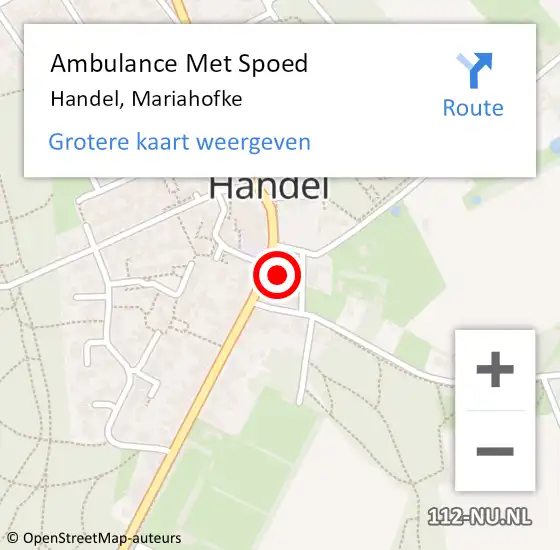 Locatie op kaart van de 112 melding: Ambulance Met Spoed Naar Handel, Mariahofke op 8 april 2016 21:45