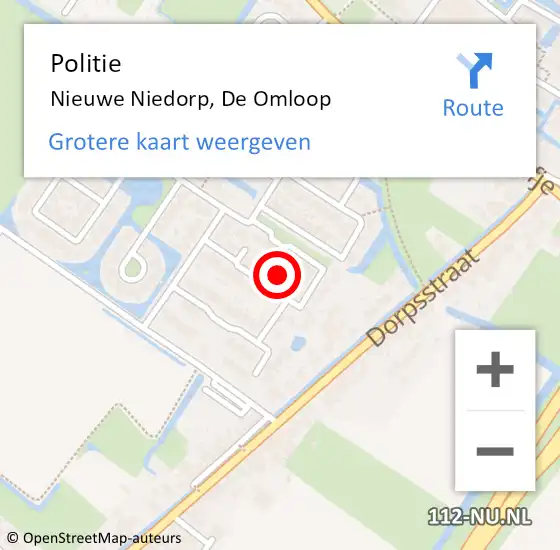 Locatie op kaart van de 112 melding: Politie Nieuwe Niedorp, De Omloop op 8 april 2016 22:36