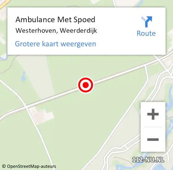 Locatie op kaart van de 112 melding: Ambulance Met Spoed Naar Westerhoven, Weerderdijk op 8 april 2016 22:59