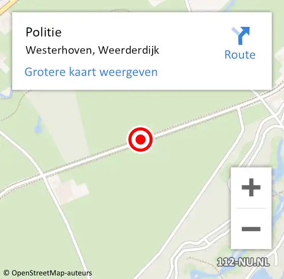 Locatie op kaart van de 112 melding: Politie Westerhoven, Weerderdijk op 8 april 2016 23:00