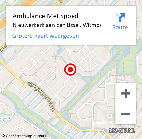 Locatie op kaart van de 112 melding: Ambulance Met Spoed Naar Nieuwerkerk aan den IJssel, Witmos op 8 april 2016 23:19