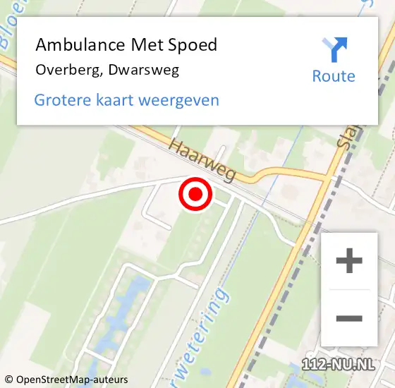 Locatie op kaart van de 112 melding: Ambulance Met Spoed Naar Overberg, Dwarsweg op 8 april 2016 23:21