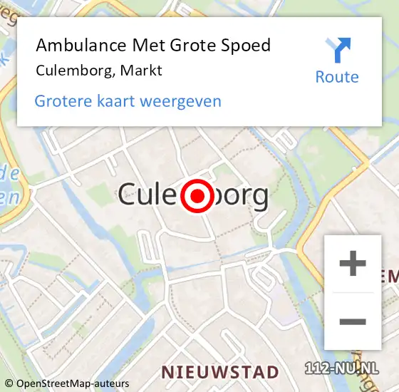 Locatie op kaart van de 112 melding: Ambulance Met Grote Spoed Naar Culemborg, Markt op 8 april 2016 23:21