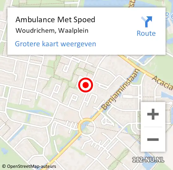 Locatie op kaart van de 112 melding: Ambulance Met Spoed Naar Woudrichem, Waalplein op 9 april 2016 00:14