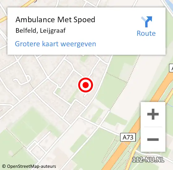 Locatie op kaart van de 112 melding: Ambulance Met Spoed Naar Belfeld, Leijgraaf op 9 april 2016 04:27