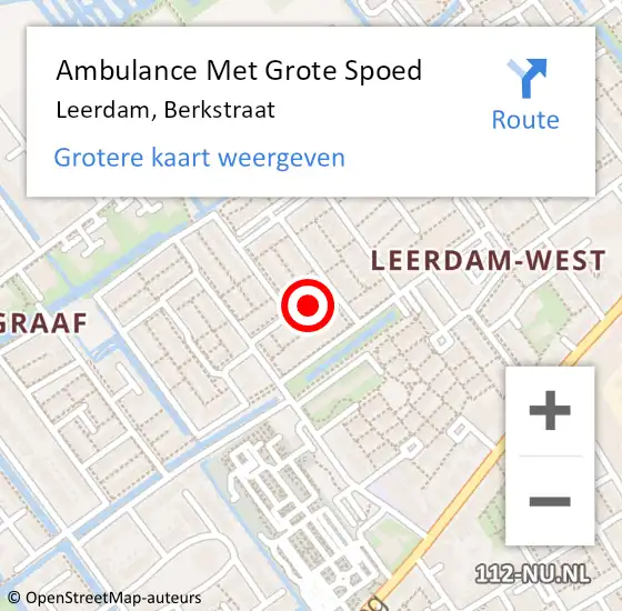 Locatie op kaart van de 112 melding: Ambulance Met Grote Spoed Naar Leerdam, Berkstraat op 9 april 2016 05:24