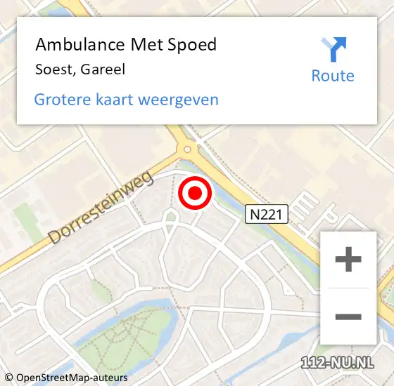 Locatie op kaart van de 112 melding: Ambulance Met Spoed Naar Soest, Gareel op 9 april 2016 06:24