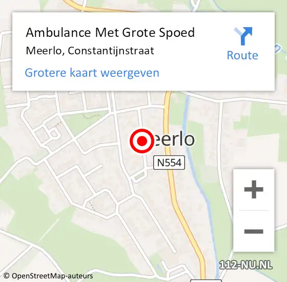 Locatie op kaart van de 112 melding: Ambulance Met Grote Spoed Naar Meerlo, Constantijnstraat op 9 april 2016 09:41