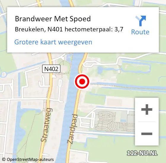 Locatie op kaart van de 112 melding: Brandweer Met Spoed Naar Breukelen, N401 hectometerpaal: 3,7 op 9 april 2016 09:51