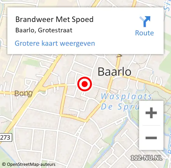 Locatie op kaart van de 112 melding: Brandweer Met Spoed Naar Baarlo, Grotestraat op 9 april 2016 10:14