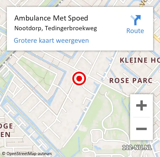 Locatie op kaart van de 112 melding: Ambulance Met Spoed Naar Nootdorp, Tedingerbroekweg op 9 april 2016 10:17