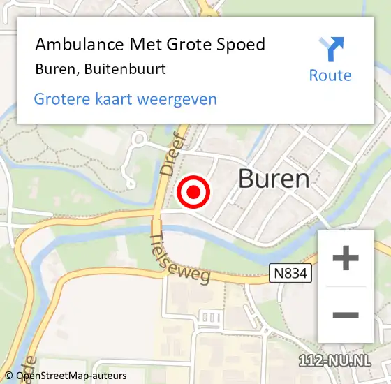 Locatie op kaart van de 112 melding: Ambulance Met Grote Spoed Naar Buren, Buitenbuurt op 9 april 2016 10:31