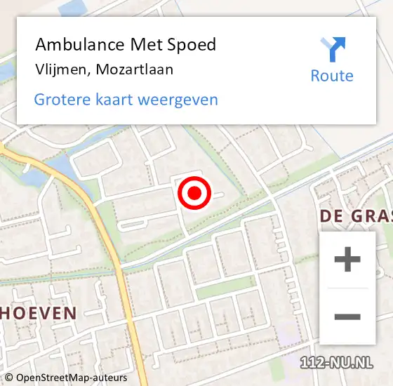 Locatie op kaart van de 112 melding: Ambulance Met Spoed Naar Vlijmen, Mozartlaan op 9 april 2016 10:42