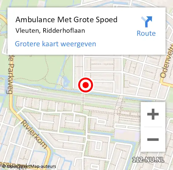 Locatie op kaart van de 112 melding: Ambulance Met Grote Spoed Naar Vleuten, Ridderhoflaan op 9 april 2016 10:45