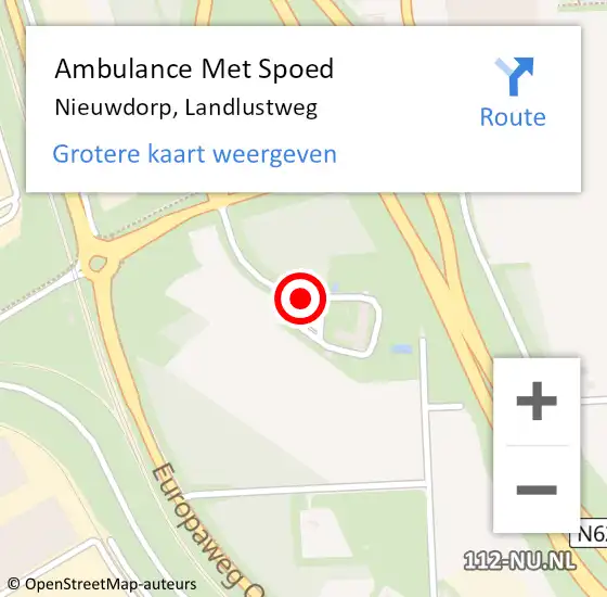 Locatie op kaart van de 112 melding: Ambulance Met Spoed Naar Nieuwdorp, Landlustweg op 9 april 2016 11:12