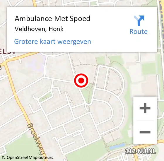 Locatie op kaart van de 112 melding: Ambulance Met Spoed Naar Veldhoven, Honk op 9 april 2016 11:14