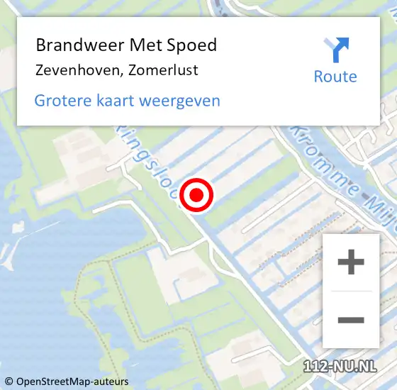 Locatie op kaart van de 112 melding: Brandweer Met Spoed Naar Zevenhoven, Zomerlust op 9 april 2016 11:52