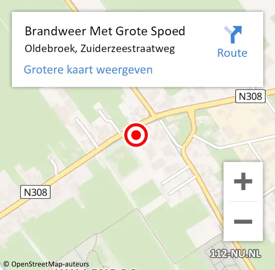 Locatie op kaart van de 112 melding: Brandweer Met Grote Spoed Naar Oldebroek, Zuiderzeestraatweg op 9 april 2016 14:32