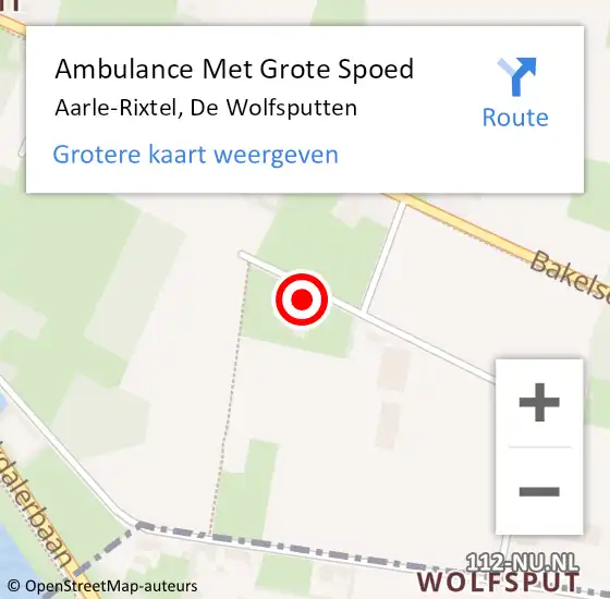 Locatie op kaart van de 112 melding: Ambulance Met Grote Spoed Naar Aarle-Rixtel, De Wolfsputten op 9 april 2016 14:51